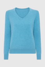 Sophia | Flattering Light Blue V-Neck Women's Sweater with Fitted Silhouette