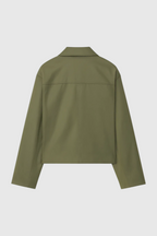 Victoria | Casual Army Green Bomber Jacket with Zipper Closure