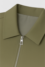 Victoria | Casual Army Green Bomber Jacket with Zipper Closure