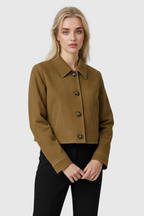 Victoria | Elegancka Czarna Kurtka Z Guzikami z Oddychającego Materiału