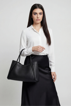 Victoria | Elegancka czarna torba tote z przestronnymi kieszeniami