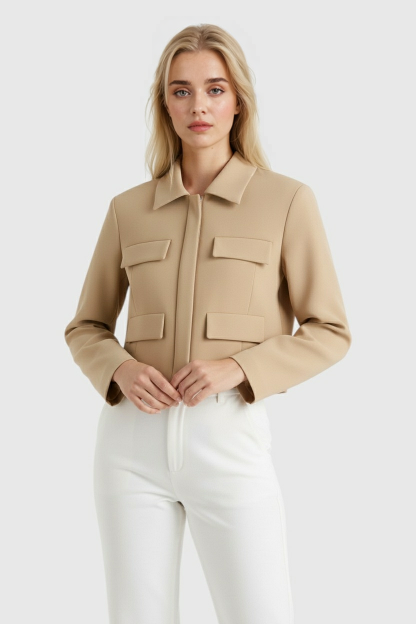 Victoria | Elegancka Krótka Kurtka Z Guzikami z Flattering Fit