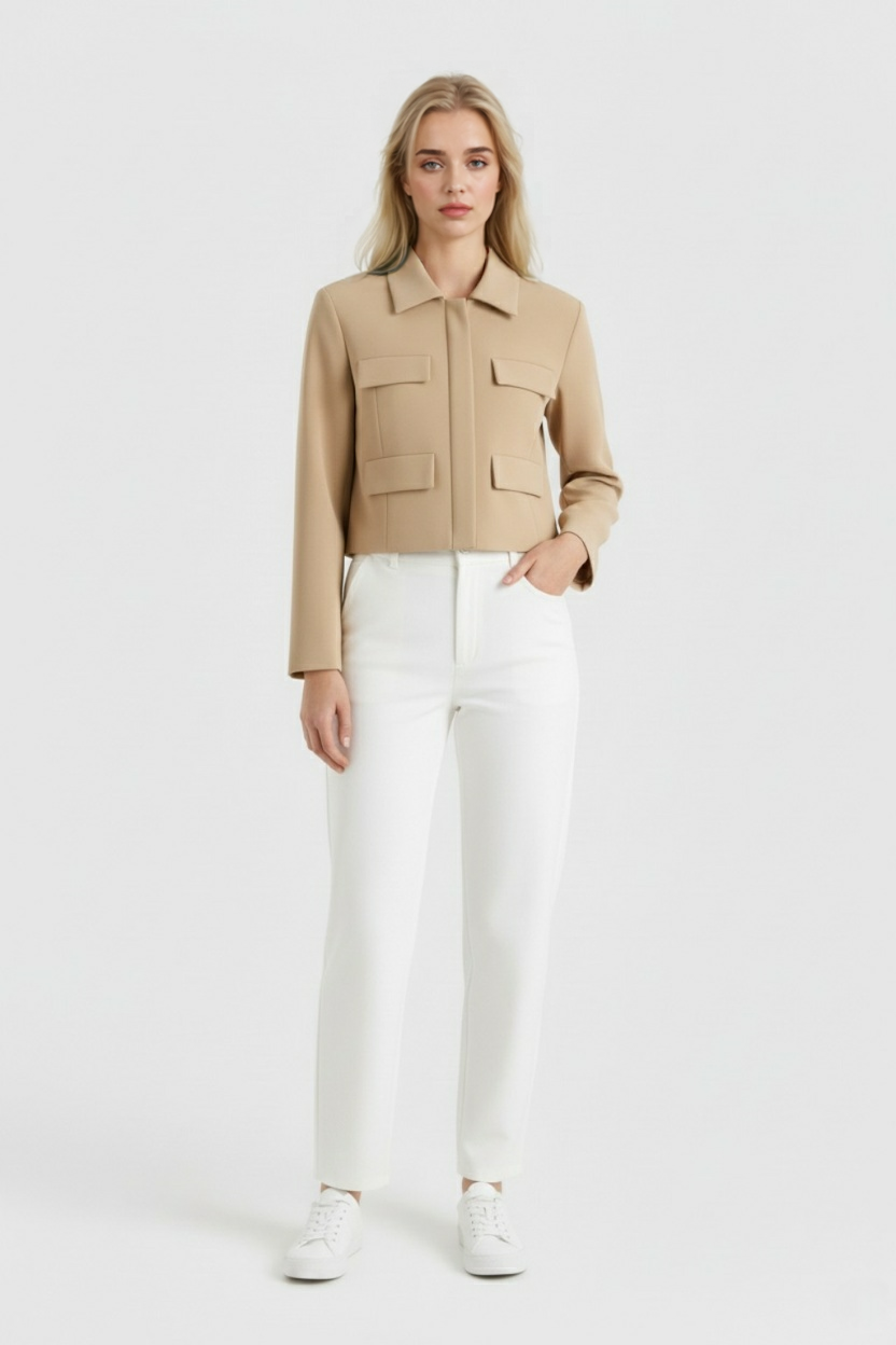Victoria | Elegancka Krótka Kurtka Z Guzikami z Flattering Fit