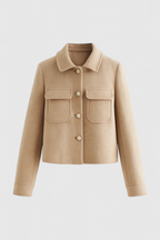 Victoria | Elegancka Khaki Kurtka Przeciwdeszczowa Damska z Kołnierzem