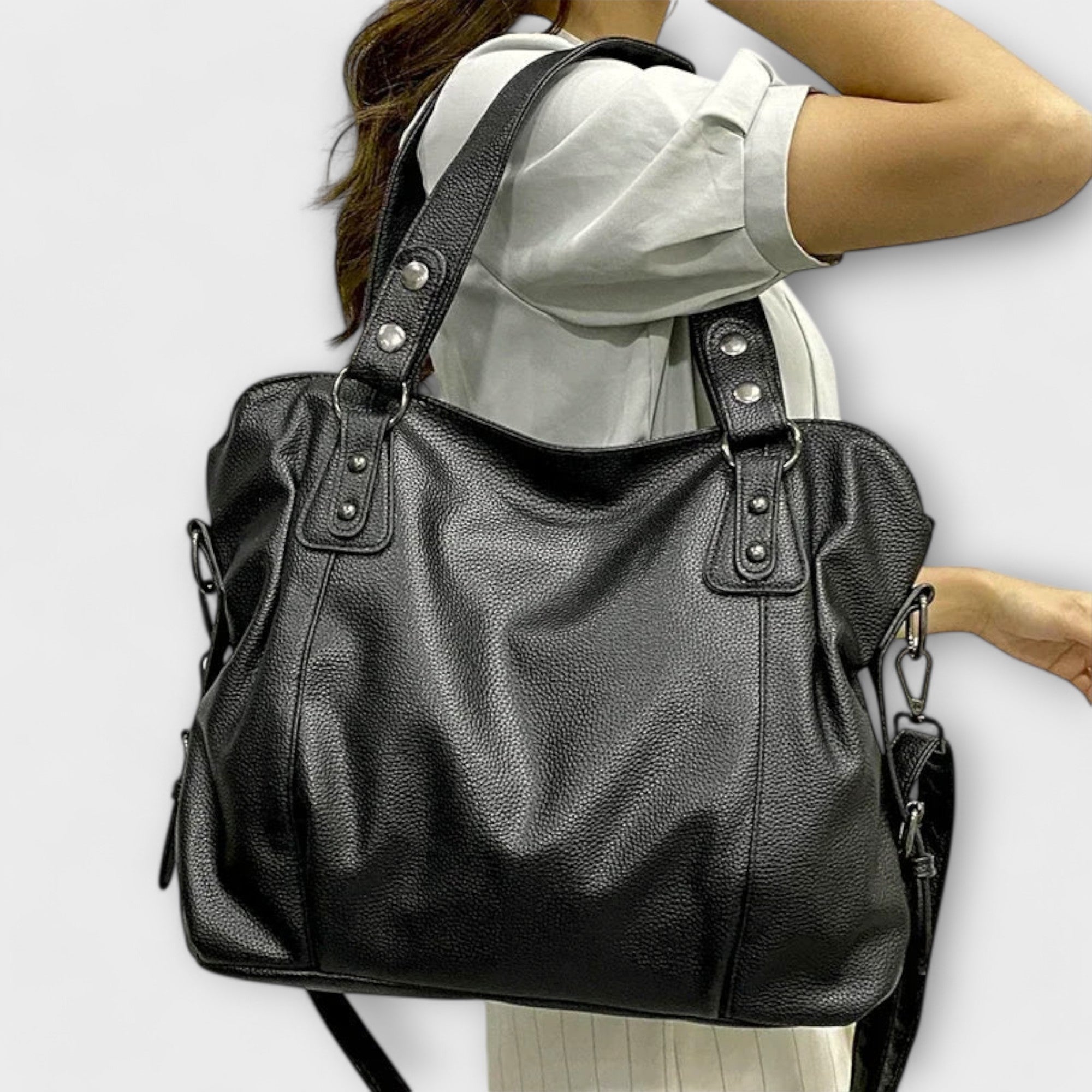 Victoria | Elegancka, strukturalna torebka hobo na ramię z podwójnymi ramiączkami