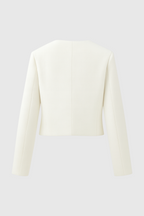 Victoria | Elegancka Krótka Biała Kurtka z Uniwersalnym Stylem