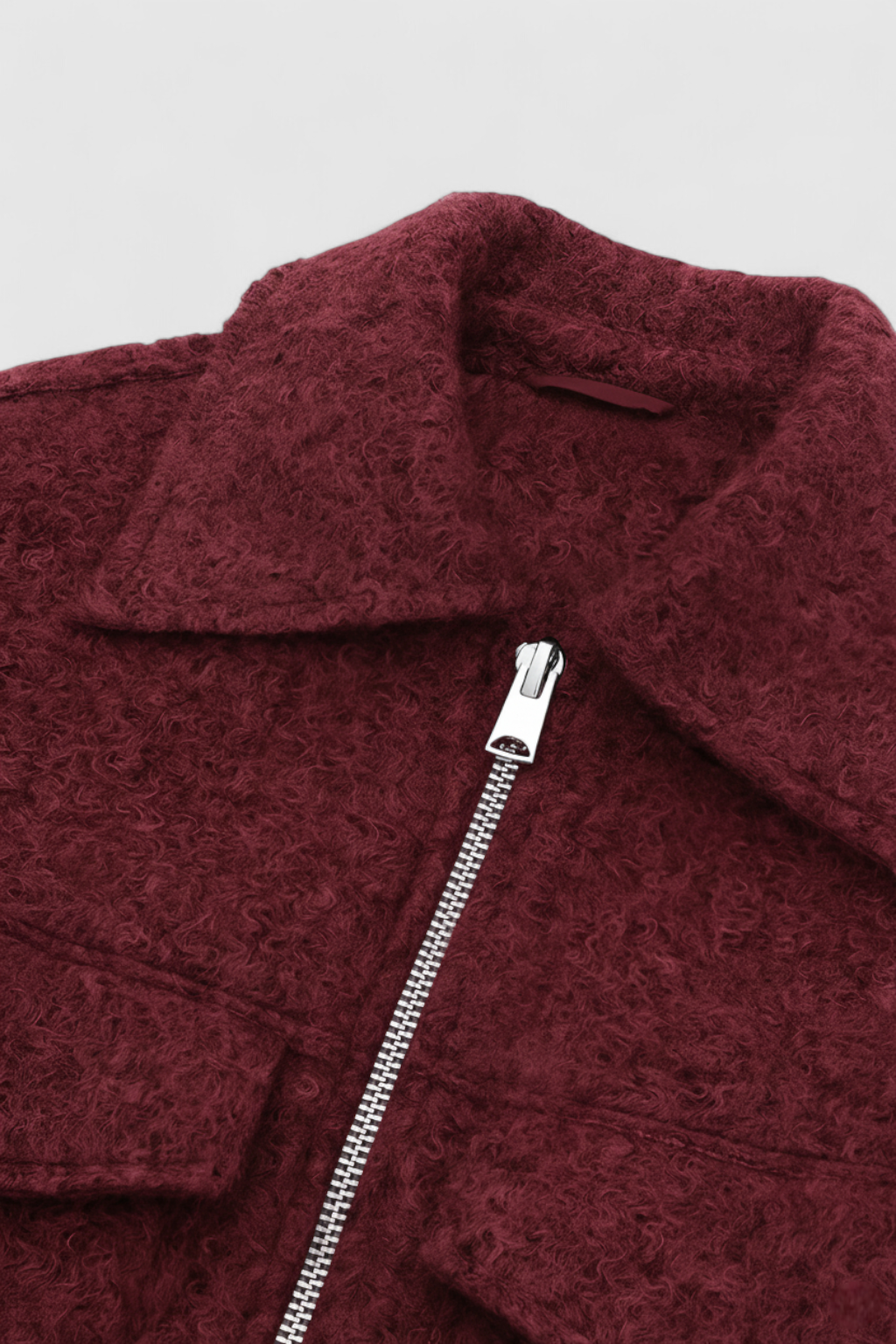 Victoria | Elegancka Biała Kurtka Zapinana na Zamek z Vintage Kołnierzem