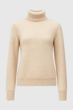 Wiktoria | Elegancki Beżowy Sweter z Golfem w Slim Fit na Zimę