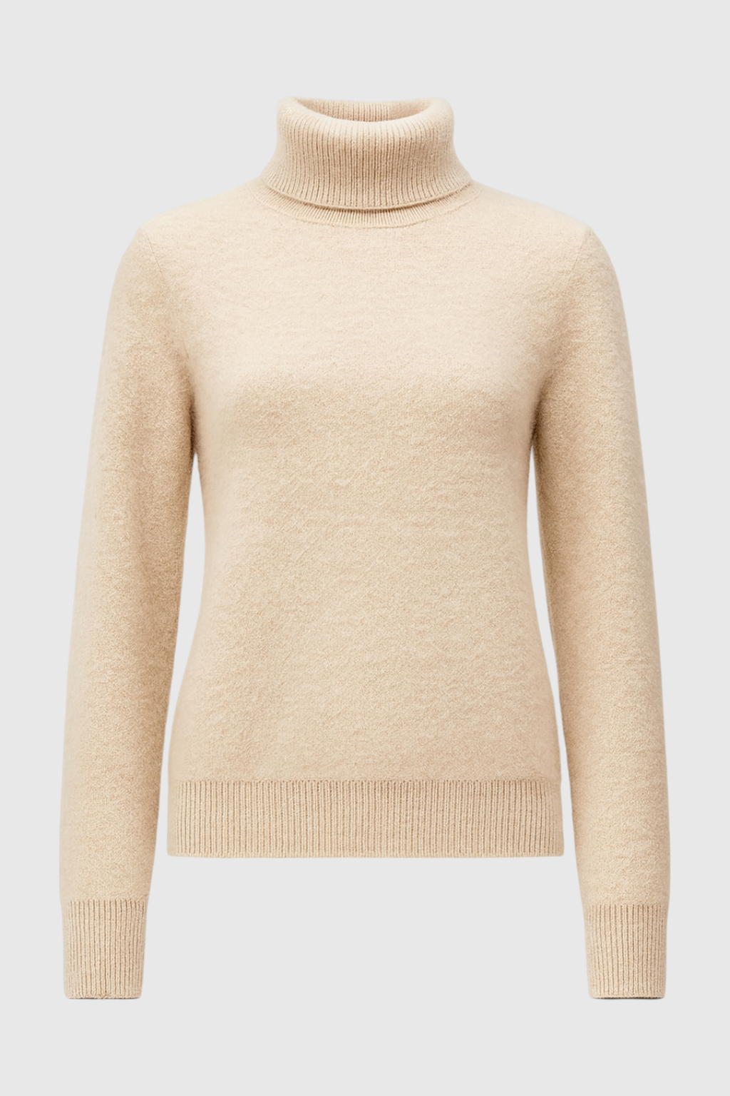 Wiktoria | Elegancki Beżowy Sweter z Golfem w Slim Fit na Zimę