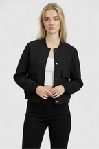 Victoria | Elegancka Czarna Kurtka Bomber z Ponadczasowym Designem - Lumina