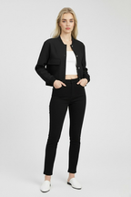 Victoria | Elegancka Czarna Kurtka Bomber z Ponadczasowym Designem - Lumina