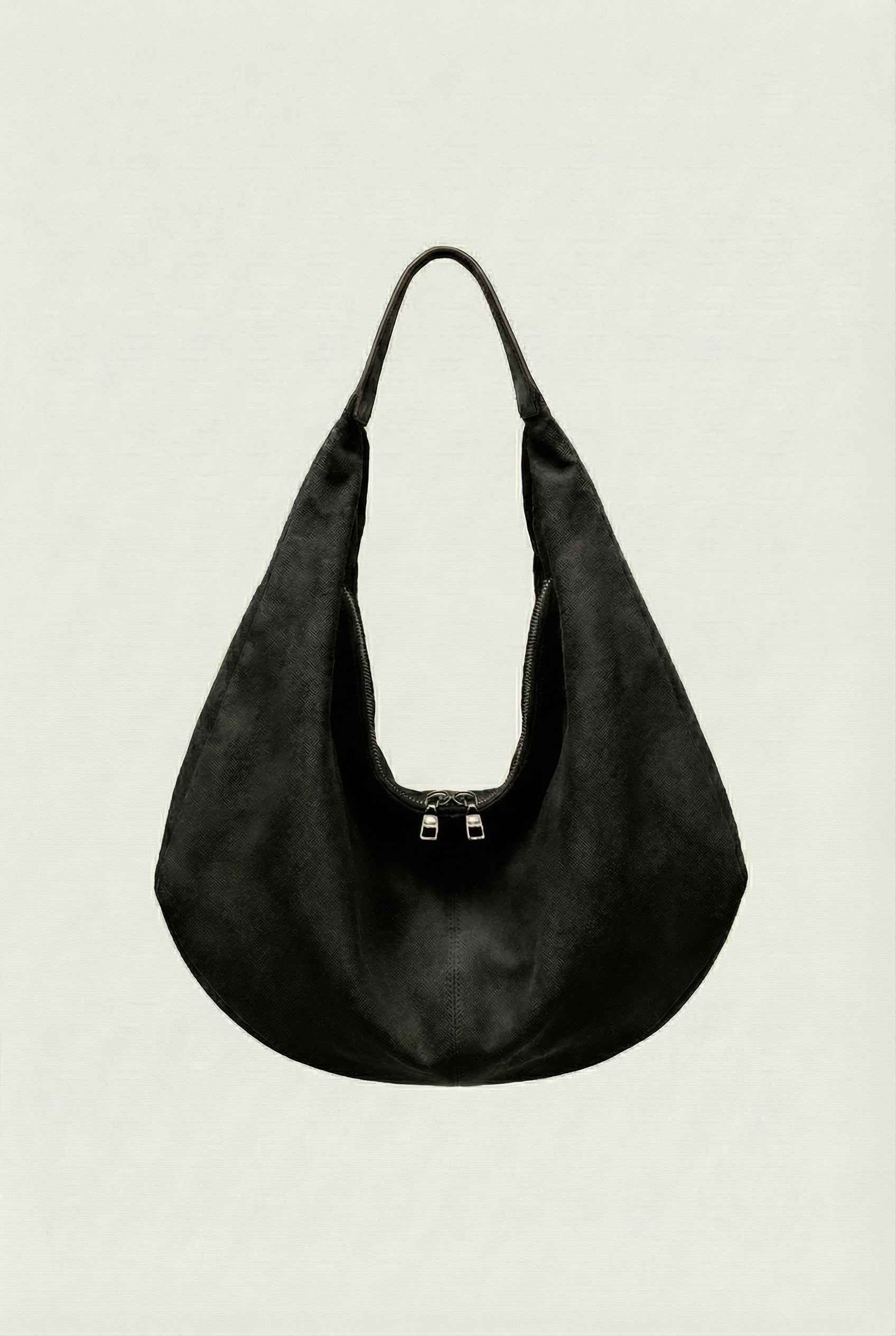 Victoria | Elegancka Czarna Torebka Hobo z Wiele Kieszeni