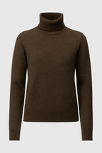Victoria | Elegancki Brązowy Sweter z Golfem o Slim Fit