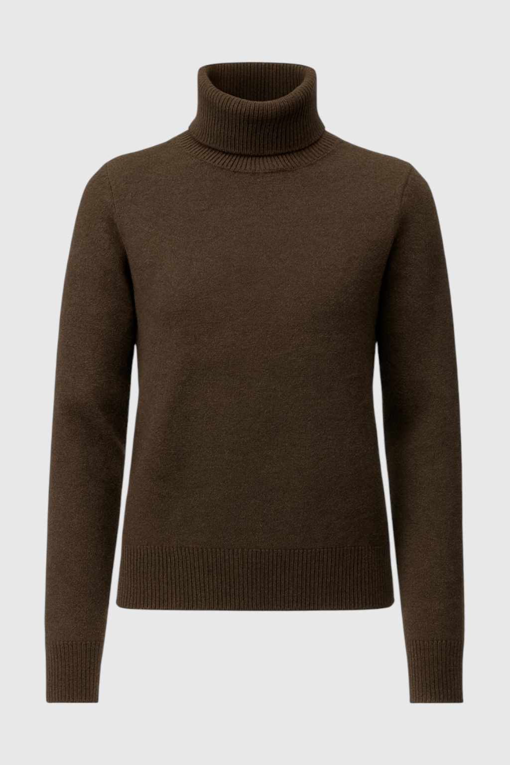 Victoria | Elegancki Brązowy Sweter z Golfem o Slim Fit