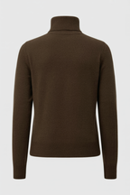 Victoria | Elegancki Brązowy Sweter z Golfem o Slim Fit