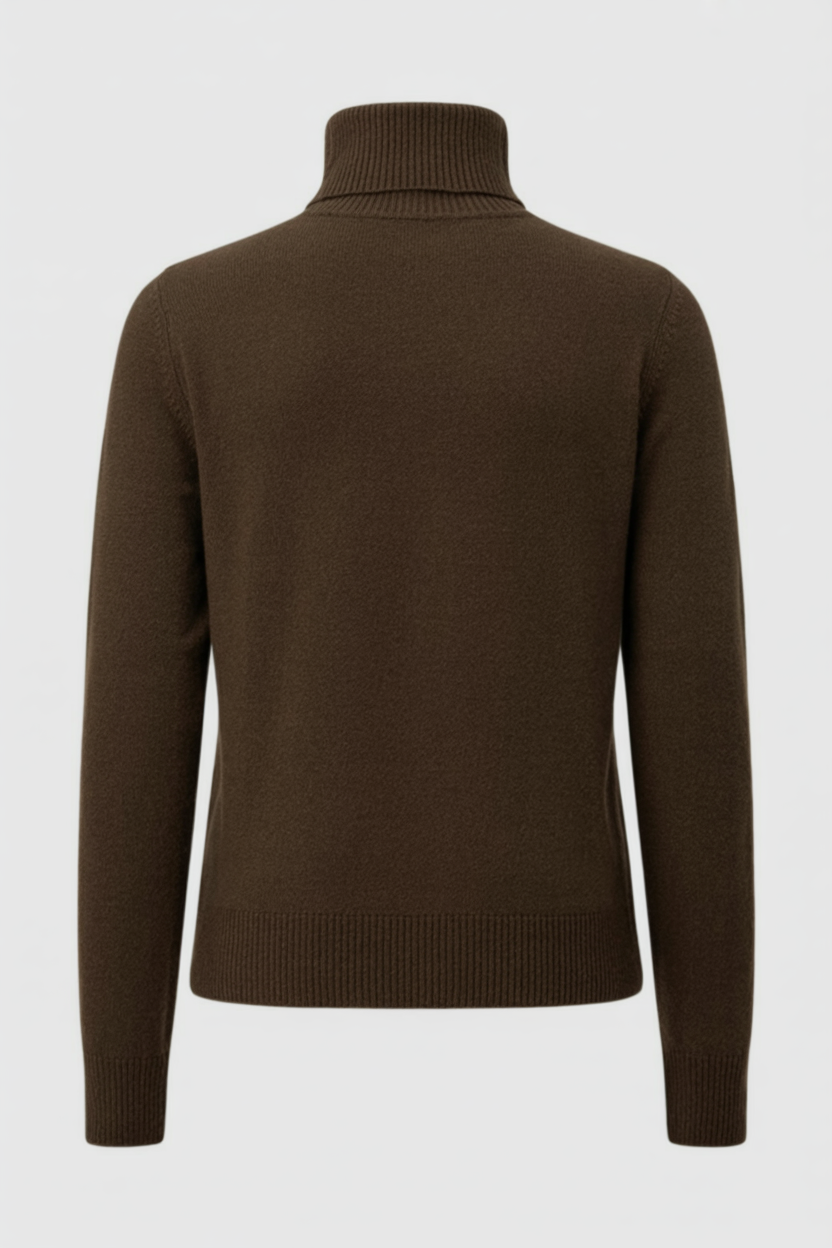 Victoria | Elegancki Brązowy Sweter z Golfem o Slim Fit