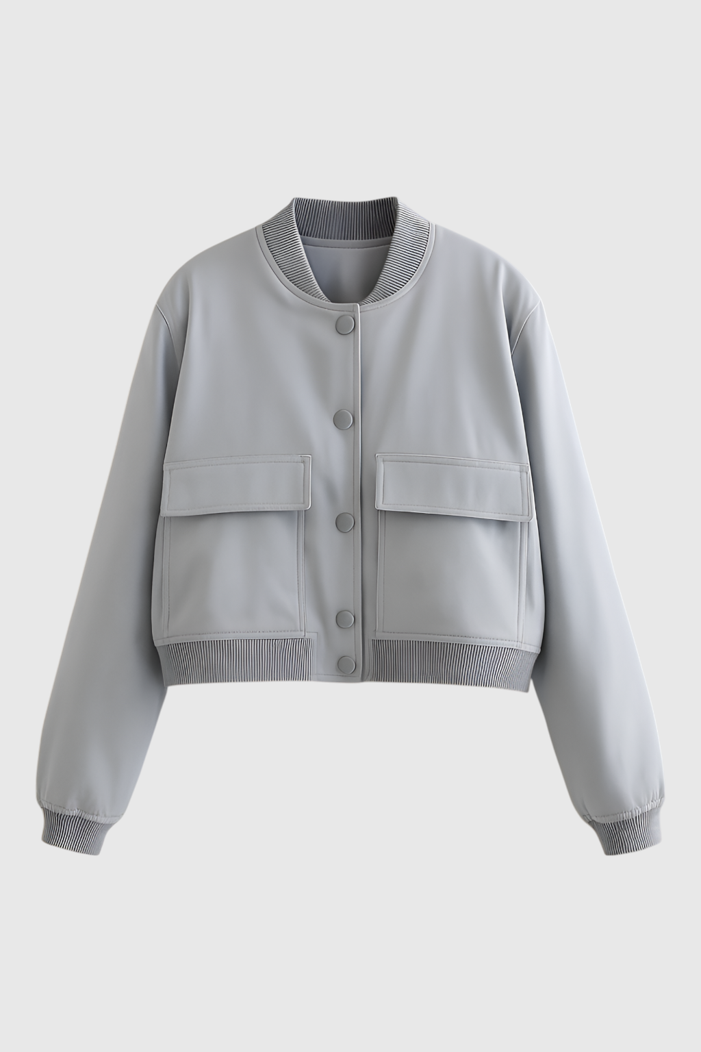 Victoria | Elegancka Szara Kurtka Bomber z Ponadczasowym Designem
