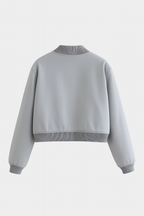 Victoria | Elegancka Szara Kurtka Bomber z Ponadczasowym Designem