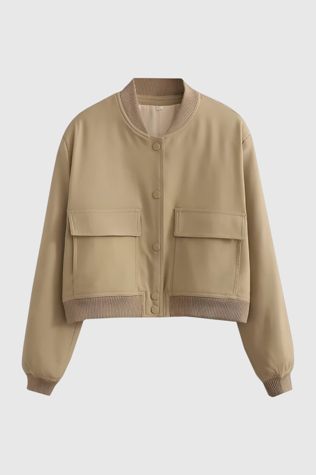 Victoria | Elegancka Khaki Kurtka Bomber z Luźnym Fasonem