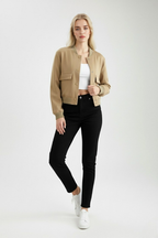 Victoria | Elegancka Khaki Kurtka Bomber z Luźnym Fasonem
