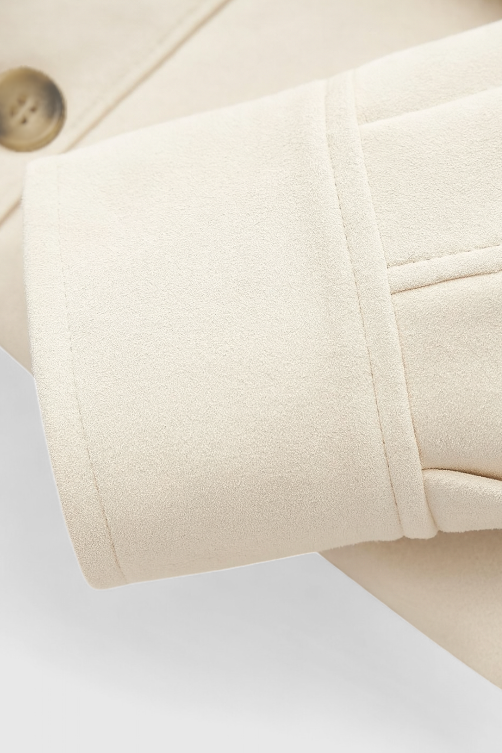 Victoria | Elegancka Krótka Kurtka Khaki z O-Neck i Długimi Rękawami
