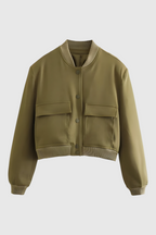 Victoria | Elegancka Zielona Kurtka Bomber z Wygodnym Fasonem
