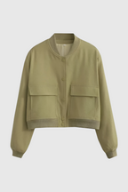 Victoria | Elegancka oliwkowa kurtka bomber z ponadczasowym designem
