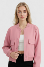 Wiktoria | Elegancka Różowa Kurtka Bomber z Ponadczasowym Designem
