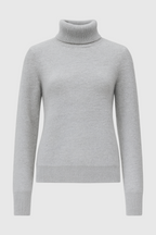 Victoria | Elegancki Szary Sweter z Golfem o Slim Fit z Aksamitną Teksturą