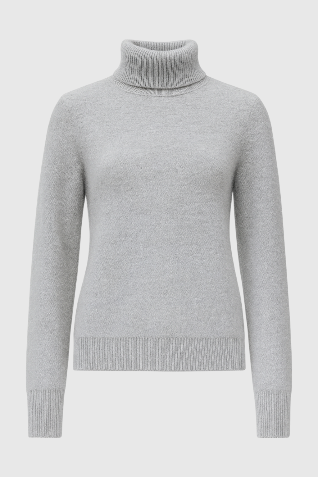 Victoria | Elegancki Szary Sweter z Golfem o Slim Fit z Aksamitną Teksturą