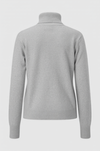 Victoria | Elegancki Szary Sweter z Golfem o Slim Fit z Aksamitną Teksturą