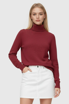 Victoria | Elegancki Sweter z Golfem w Kolorze Burgundowym