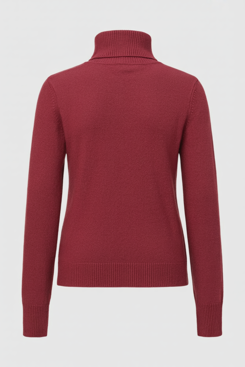 Victoria | Elegancki Sweter z Golfem w Kolorze Burgundowym