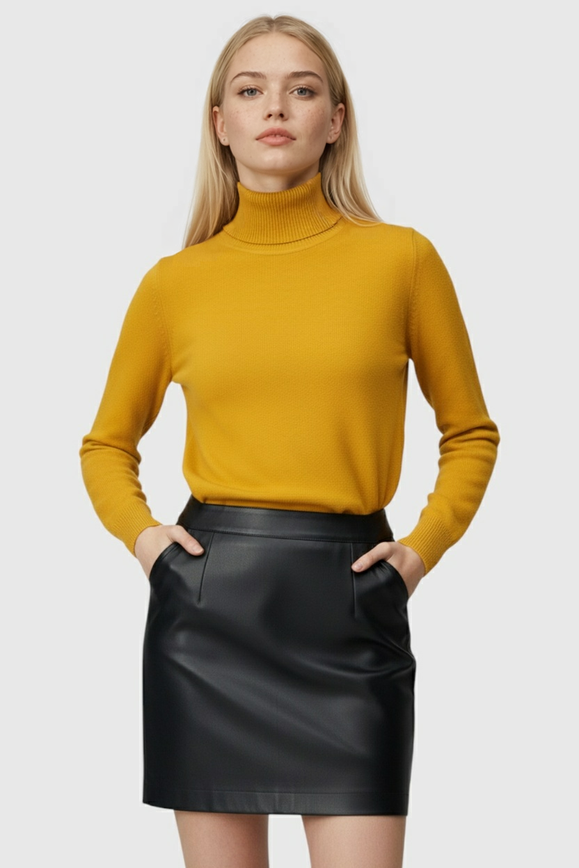 Victoria | Elegancki Sweter z Golfem w Szarym