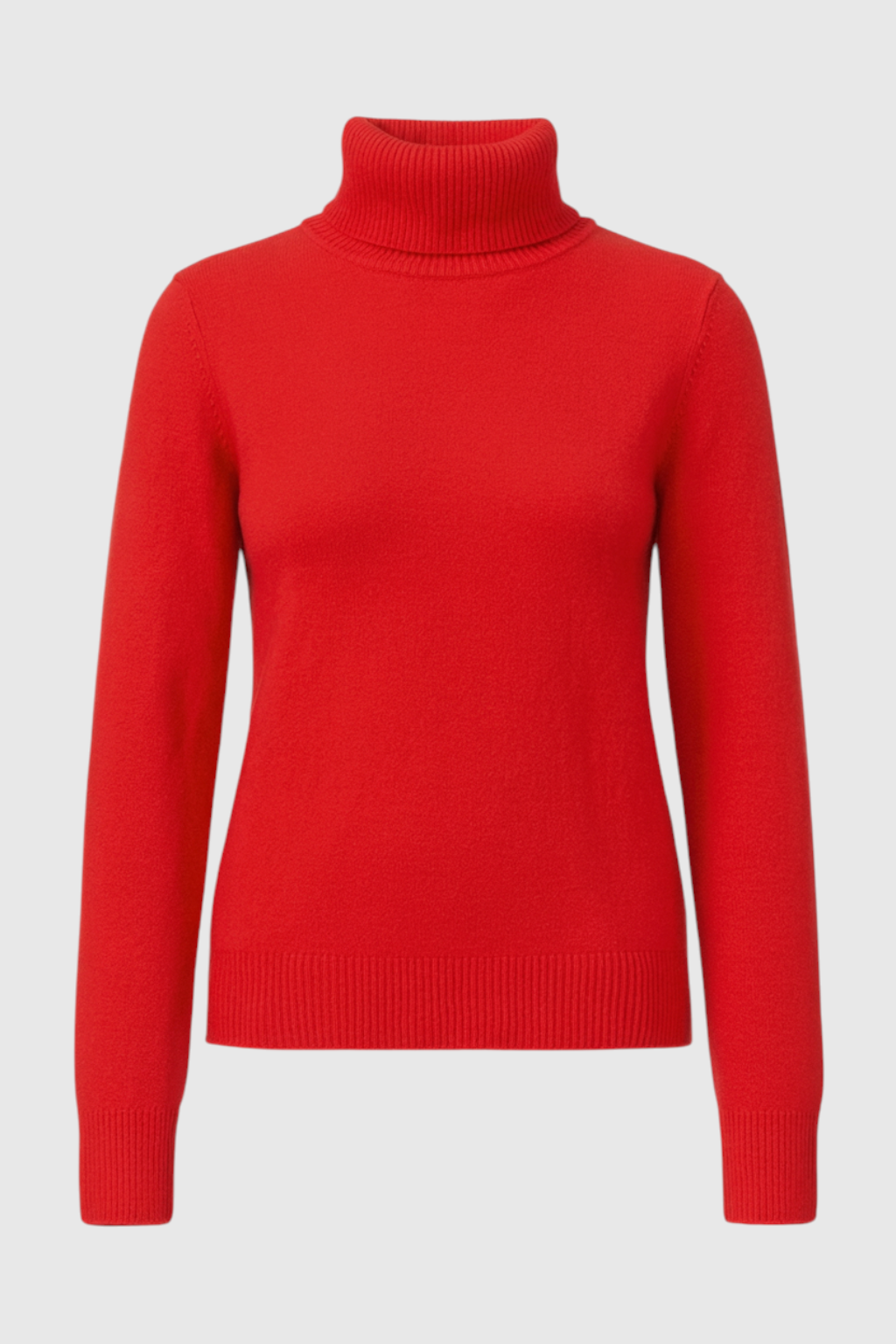 Victoria | Elegancki Czerwony Sweter z Golfem o Aksamitnym Wykończeniu