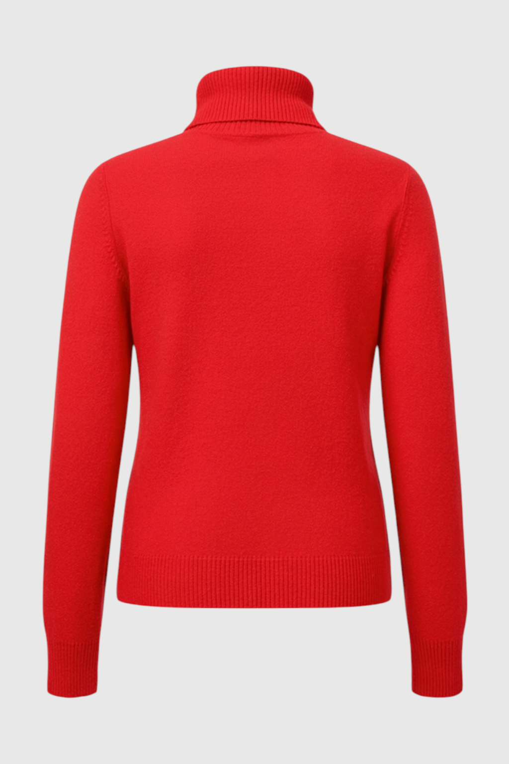 Victoria | Elegancki Czerwony Sweter z Golfem o Aksamitnym Wykończeniu