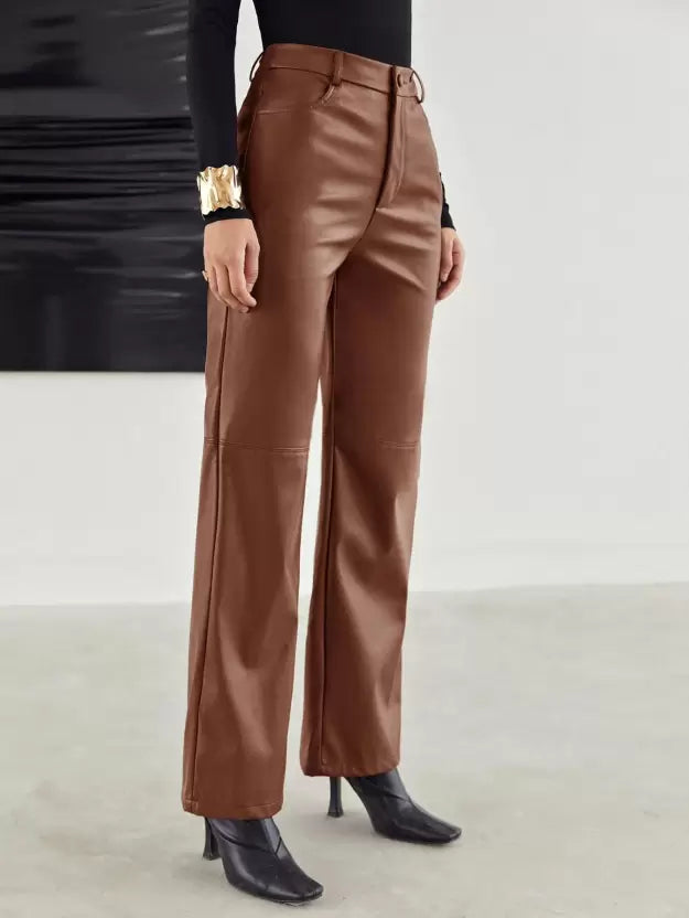 Victoria | Slim Fit Czarne Skórzane Spodnie Damskie z Miękkim Wykończeniem