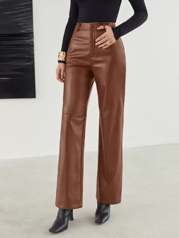 Victoria | Slim Fit Czarne Skórzane Spodnie Damskie z Miękkim Wykończeniem