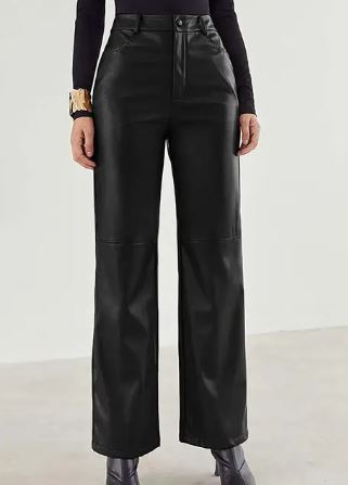 Victoria | Slim Fit Czarne Skórzane Spodnie Damskie z Miękkim Wykończeniem