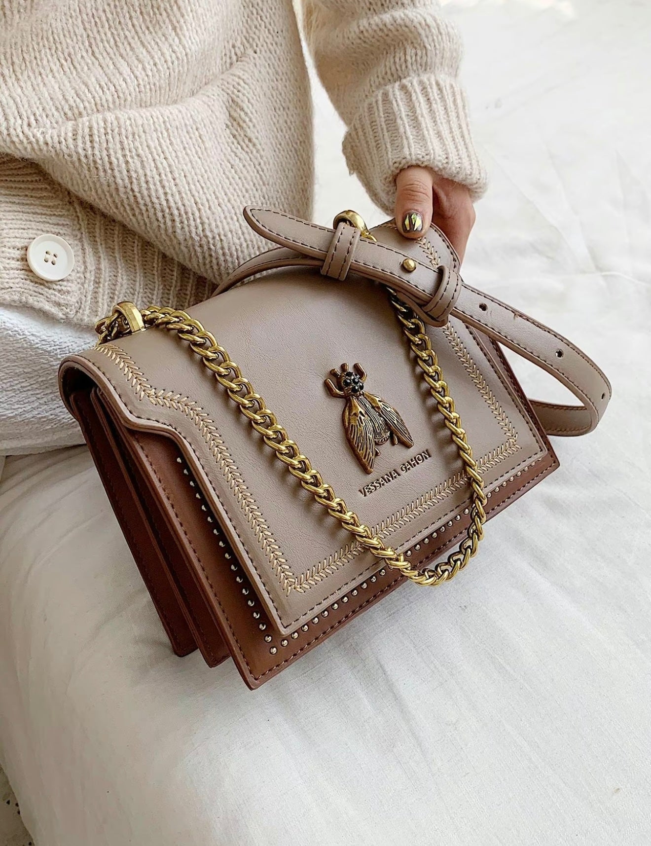 Wiktoria | Strukturalna Elegancka Torebka z Chic Detalami
