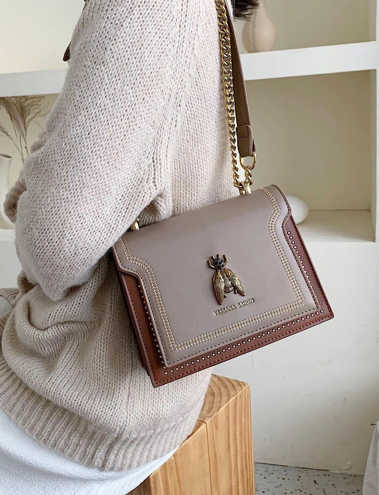 Wiktoria | Strukturalna Elegancka Torebka z Chic Detalami
