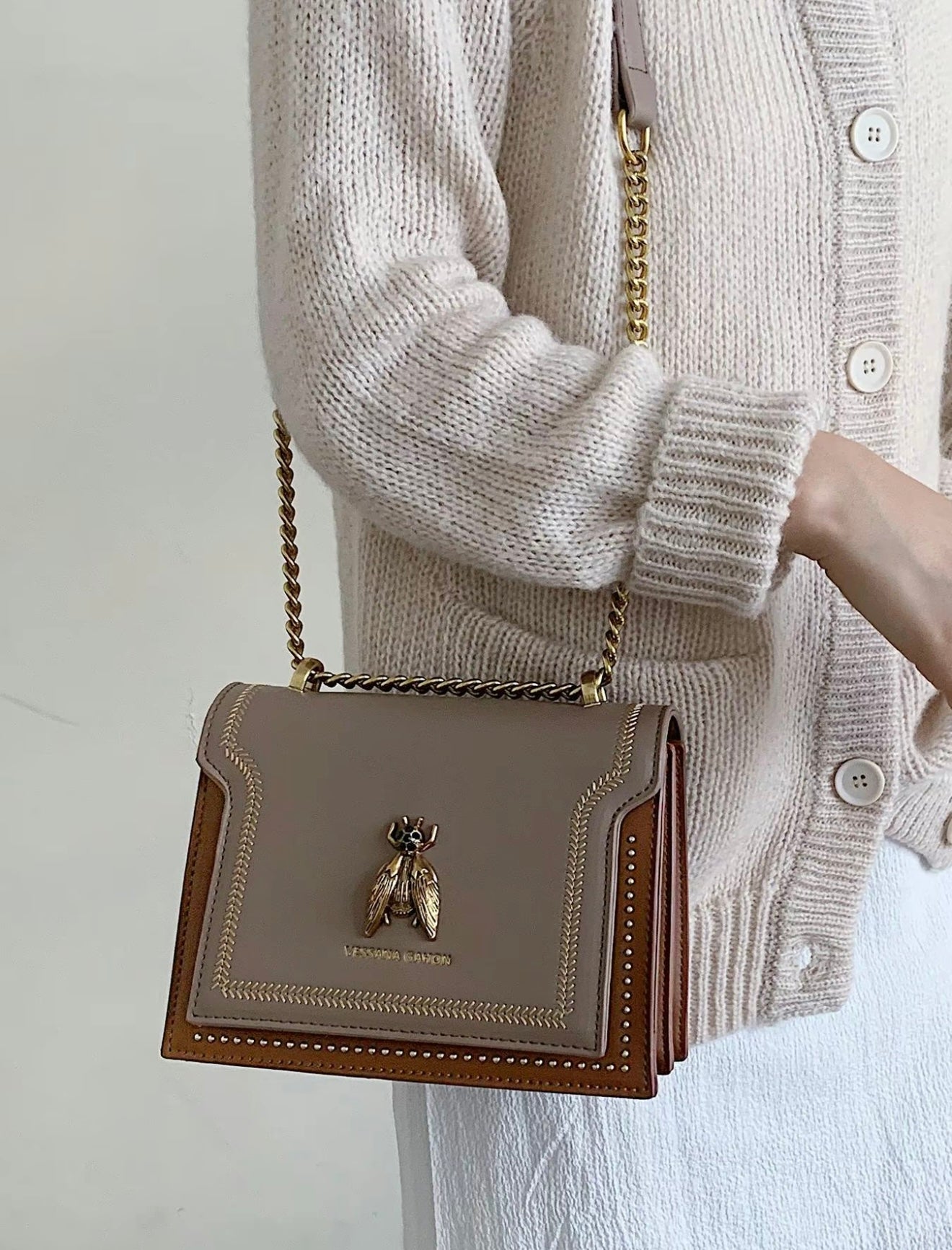 Wiktoria | Strukturalna Elegancka Torebka z Chic Detalami