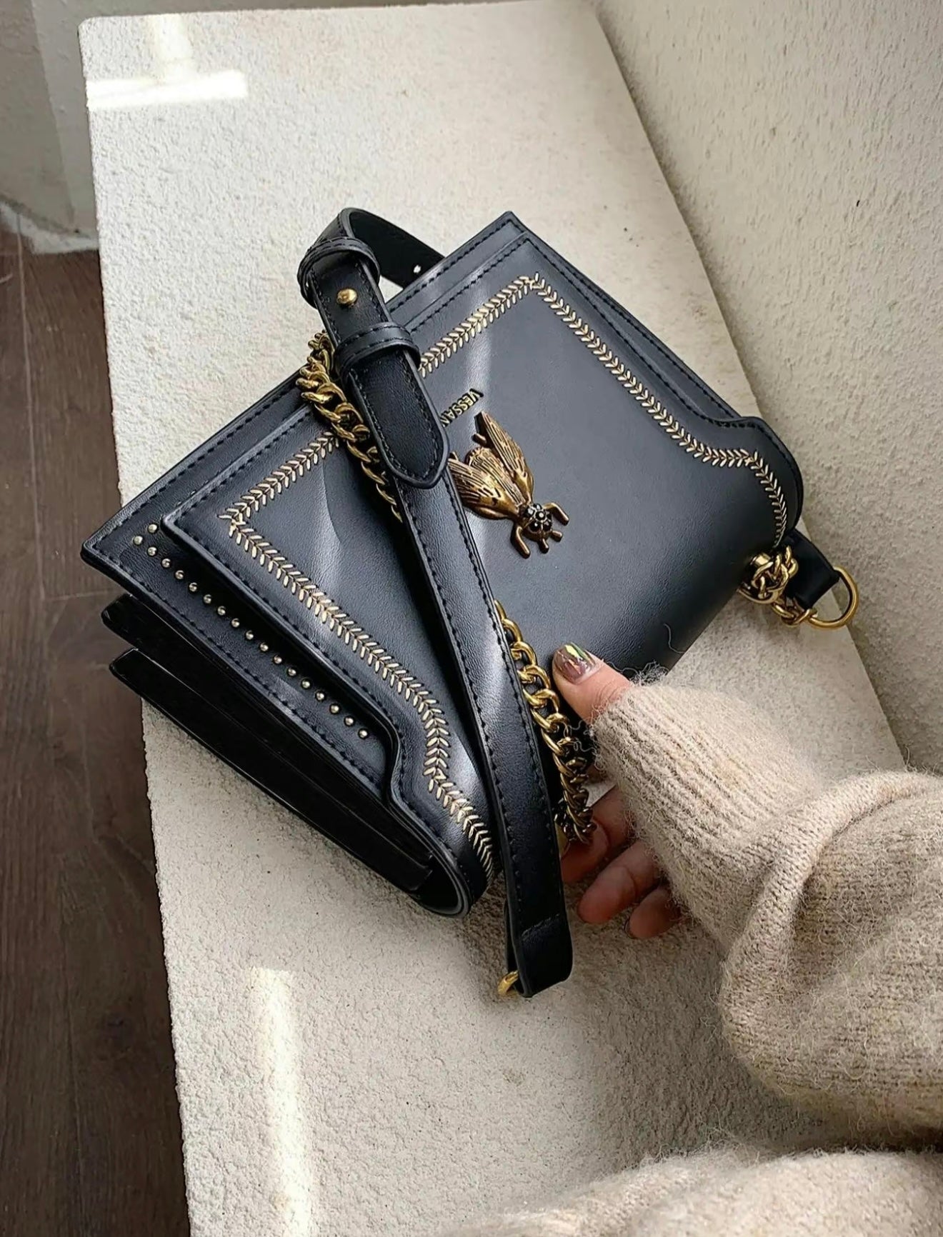 Wiktoria | Strukturalna Elegancka Torebka z Chic Detalami