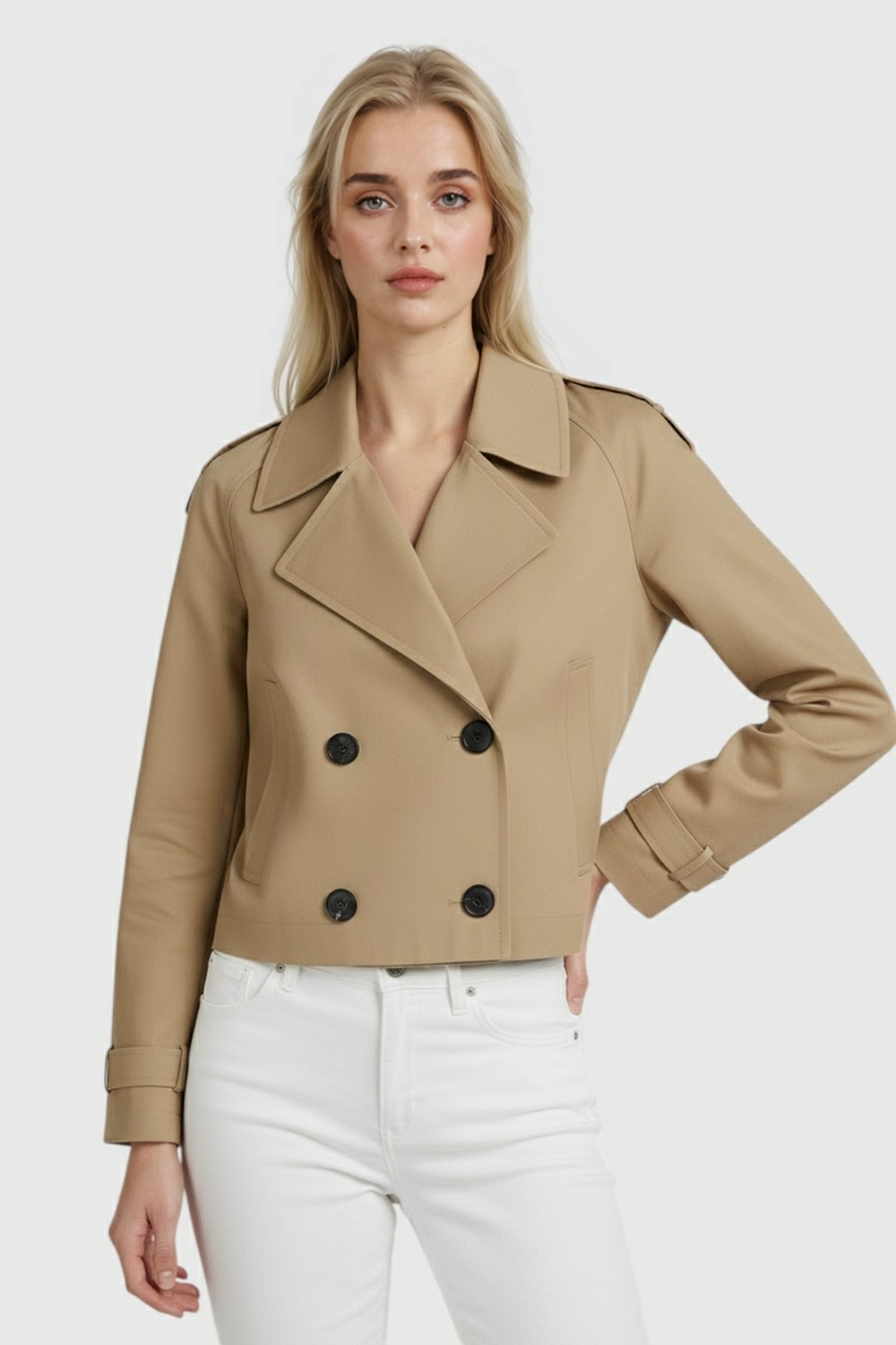 Victoria | Stylowy Khaki Kurtka Przeciwdeszczowa z Podwójnym Zapięciem