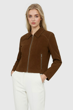 Victoria | Krótka Kurtka w Stylu Vintage z Wygodnym Fasonem