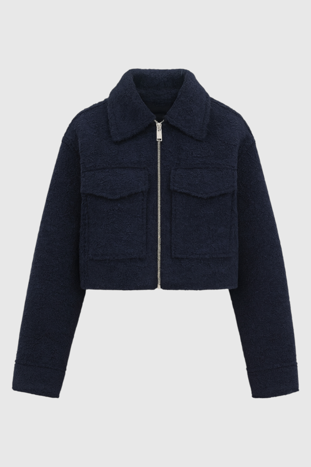 Victoria | Vintage Navy Zip Jacket z Klasycznym Kołnierzem