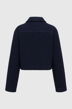 Victoria | Vintage Navy Zip Jacket z Klasycznym Kołnierzem