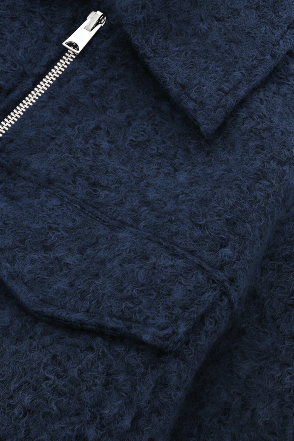 Victoria | Vintage Navy Zip Jacket z Klasycznym Kołnierzem